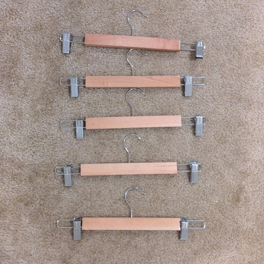 Wooden pants hangers, Five hangers